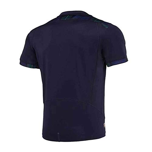 LQLD 2019 Copa del Mundo de Rugby de Escocia Inicio Jersey, poliéster rápida Dryingt la Camiseta de Manga Corta Transpirable partidarios de Rugby de los Hombres de la Camiseta,Azul,XL