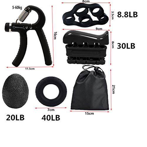 LQMILK Fortalecedor de Agarre, 5Pack Hand Grip Gripper Fortalecedor del antebrazo Fuerza de los Dedos Fuerza del Ejercicio, Resistencia Ajustable Hand Gripper, Finger Stretcher, Finger Ejercitador LQMILK Fortalecedor de Agarre, 5Pack Hand Grip Gripper Fortalecedor del antebrazo Fuerza de los Dedos Fuerza del Ejercicio, Resistencia Ajustable Hand Gripper, Finger Stretcher, Finger Ejercitador
