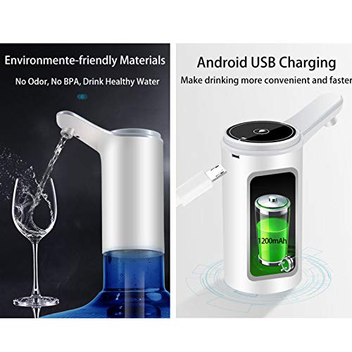 LQZ Dispensador de Agua, Bomba de la Botella de Agua Recargable USB Mini Electric Potable Bomba de Agua de 19 litros Botella de la Bebida del dispensador