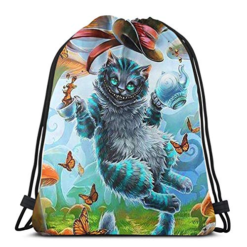 LREFON Alicia en el país de Las Maravillas Gato y Hongo clásico Bolso con cordón Mochila de Gimnasio Hombre Mujer Bolsa de Hombro de Almacenamiento Deportivo LREFON Alicia en el país de Las Maravillas Gato y Hongo clásico Bolso con cordón Mochila de Gimnasio Hombre Mujer Bolsa de Hombro de Almacenamiento Deportivo
