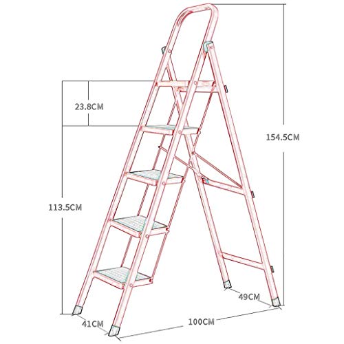 LRZLZY 3-Step / 4-Step / 5-Escalera Plegable, Multiusos Plegable Kitchen escaleras de Tijera, de Aluminio Resistente Taburete de Paso con escalones Antideslizantes, Almacena hasta 150 kg