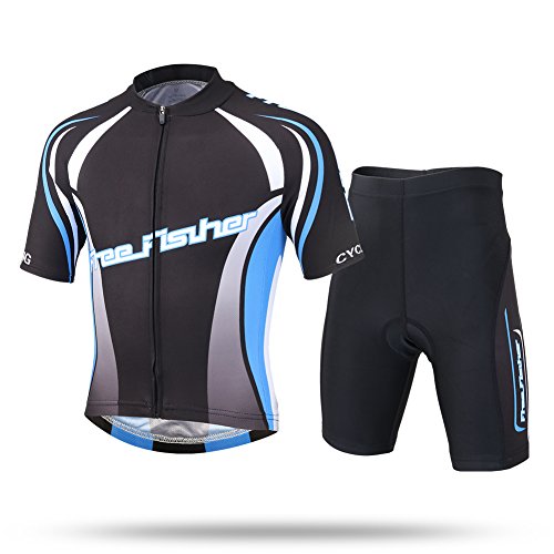 LSERVER-Niños Maillots de Bicicleta Conjunto de Ropa de Ciclo Jersey de Manga Corta + Pantalones, Negro Azul, XXL LSERVER-Niños Maillots de Bicicleta Conjunto de Ropa de Ciclo Jersey de Manga Corta + Pantalones, Negro Azul, XXL