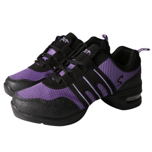 LSHEL Zapatos Aire Libre Deportes Danza Mujer - Lona Cordones Suela de Goma Zapatillas Negro Informal Jazz Contemporáneo Baile Practicidad Running Sneaker