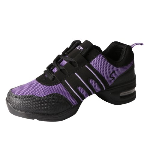 LSHEL Zapatos Aire Libre Deportes Danza Mujer - Lona Cordones Suela de Goma Zapatillas Negro Informal Jazz Contemporáneo Baile Practicidad Running Sneaker