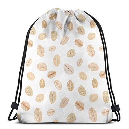 Lsjuee avena en vector blanco comida y bebida impresión 3D mochila con cordón mochila bolsas de hombro bolsa de gimnasio para adultos 17x14 pulgadas