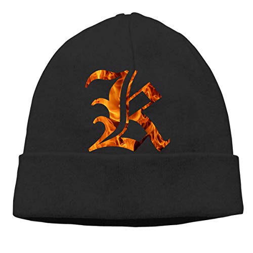 Lsjuee Gorro de punto unisex con letra inicial en inglés antiguo de llama de personalidad