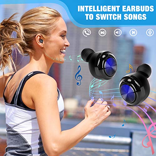 LTDNB Auriculares Bluetooth, Impermeable Auriculares Inalámbricos Bluetooth 5.0 HiFi Mini Twins Estéreo In-Ear Bluetooth con Caja de Carga Portátil para iPhone y Android