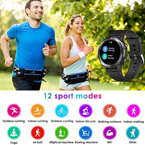 LTLGHY Reloj Inteligente Hombres Monitor De Actividad con 12 Modos Deportivos Pulsómetro Calorías Monitor De Sueño Podómetro IP67 Impermeable Reloj Compatible con Android iOS,Negro