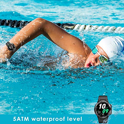 LTLGHY Reloj Inteligente Hombres Monitor De Actividad con 12 Modos Deportivos Pulsómetro Calorías Monitor De Sueño Podómetro IP67 Impermeable Reloj Compatible con Android iOS,Negro