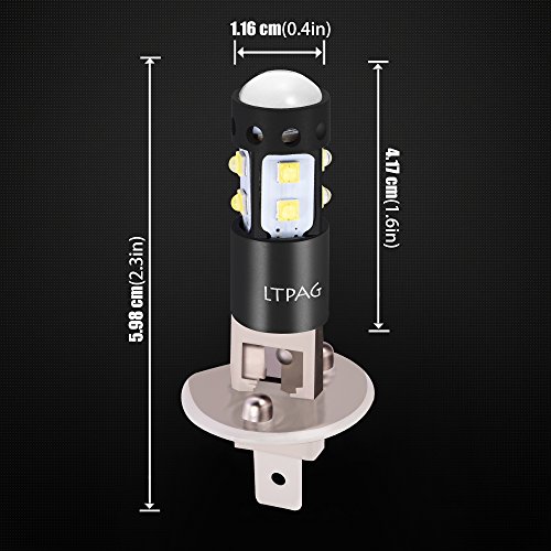 LTPAG 2pcs Bombilla H1 LED Coche,100W 20SMD Luces Antiniebla Bombillas 6000K 2000 Lúmenes IP68 Impermeable LED Lamparas, Blanco Frío