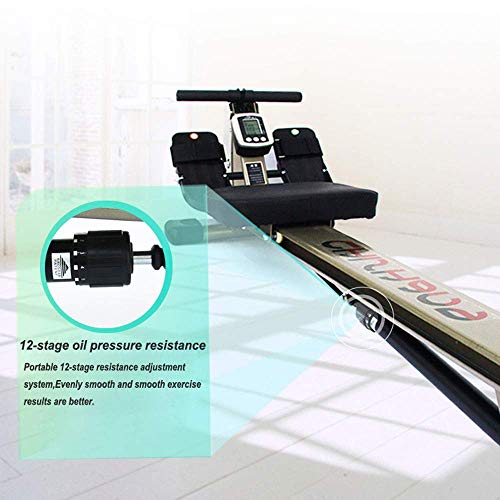 L.TSA Máquinas de Remo Resistencia a la presión de Aceite de 12 etapas Máquina de Remo Gimnasio casero Rower Fitness Cardio L.TSA Máquinas de Remo Resistencia a la presión de Aceite de 12 etapas Máquina de Remo Gimnasio casero Rower Fitness Cardio