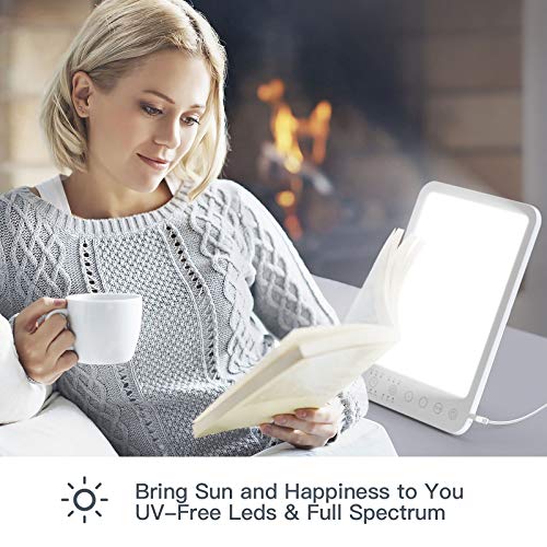 Ltteny Lámpara de luz diurna natural 12000 lux, lampara de espectro completo libre de UV con 3 colores, 6 lámparas con temporizador con función de memoria Ltteny Lámpara de luz diurna natural 12000 lux, lampara de espectro completo libre de UV con 3 colores, 6 lámparas con temporizador con función de memoria