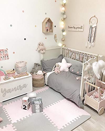 LuBabymats - Alfombra puzzle infantil para bebés de Foam (EVA), suelo extra acolchado para niños, color rosa y gris LuBabymats - Alfombra puzzle infantil para bebés de Foam (EVA), suelo extra acolchado para niños, color rosa y gris