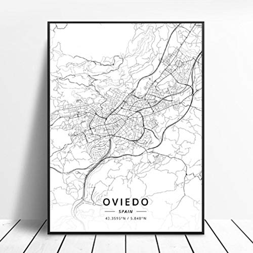 lubenwei Elche Pamplona Vitoria-Gasteiz Madrid Albacete Santander Oviedo Spain Canvas Art Map Poster 50x70cm Sin Marco AQ-890