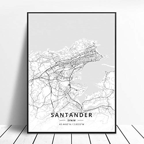 lubenwei Elche Pamplona Vitoria-Gasteiz Madrid Albacete Santander Oviedo Spain Canvas Art Map Poster 50x70cm Sin Marco AQ-891