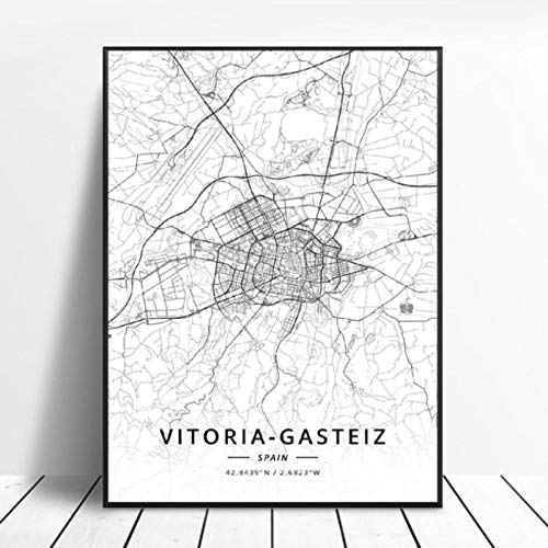 lubenwei Elche Pamplona Vitoria-Gasteiz Madrid Albacete Santander Oviedo Spain Canvas Art Map Poster 50x70cm Sin Marco AQ-892