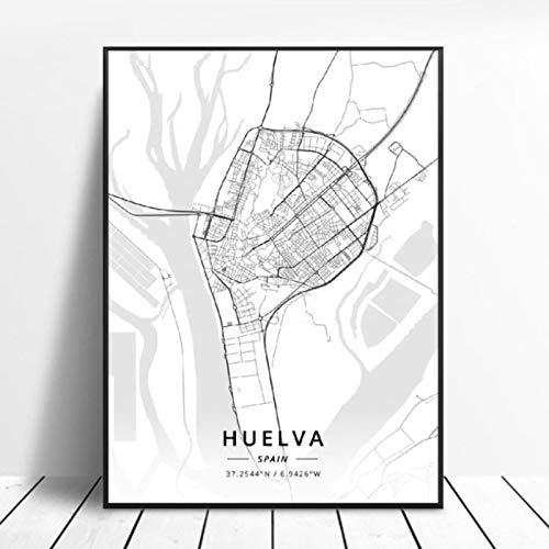 lubenwei Huelva A Coruna Valladolid Alicante Badajoz Mostoles Spain Map Poster 50x70cm Sin Marco AQ-843