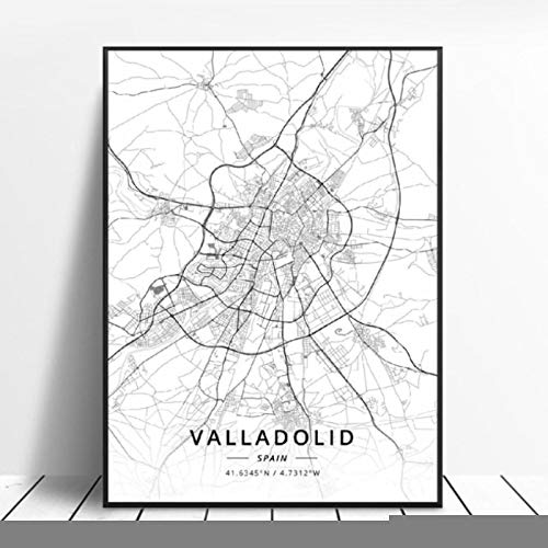 lubenwei Huelva A Coruna Valladolid Alicante Badajoz Mostoles Spain Map Poster 50x70cm Sin Marco AQ-847