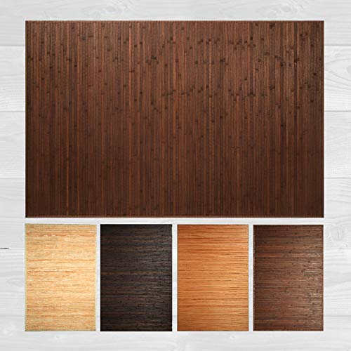 LucaHome – Alfombra bambú Uganda Ideal para Interior o Exterior, Alfombra bambú para Cocina, salón, despacho, Dormitorio con Cenefa, Alfombra de bambú Antideslizante (Chocolate, 120x180cm)