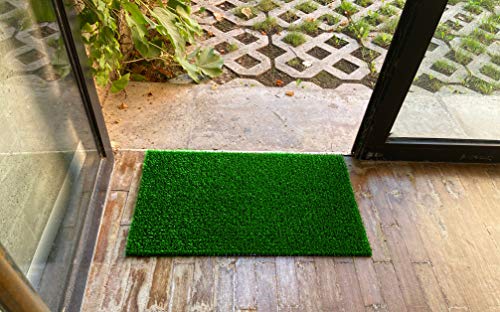 LucaHome - Felpudo Astroturf Reciclado 40x70 con Base Antideslizante, Felpudo de Césped Artificial, Tacto Agradable, Ideal para Interior o Exterior (Verde)