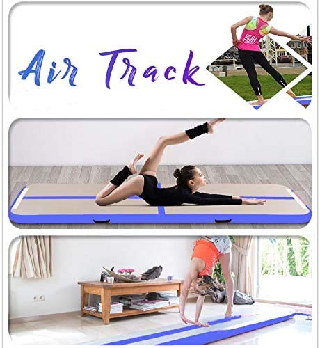 Lucear Air Track para Gimnasia con Bomba de Aire Eléctrica. Pista de Aire Inflable Tumbling Alfombrillas-Colchonetas Volteretas para de Aterrizaje, de Ejercicio, de Entrenamiento (Blue, 3x1x0.1M)