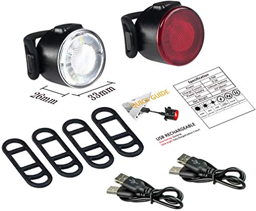 Luces Bicicleta Kit, Impermeable LED Luz Bicicleta, luces Delanteras y Traseras Recargables USB Para Bicicleta, 6 Iluminación Modos Luz Trasera, Luces Seguridad Para Ciclismo de Montaña y Carretera