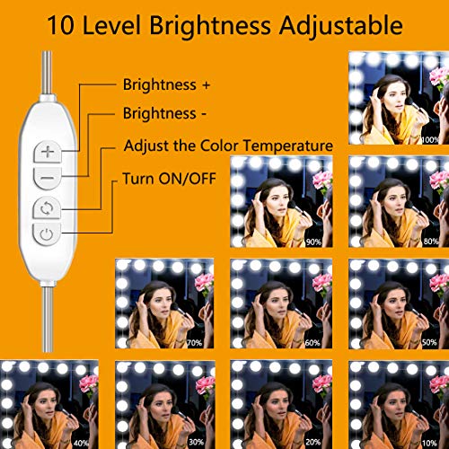 Luces de Espejo Maquillaje, LED Lámpara de Espejo Cosmético de Tocador con Estilo Hollywood con USB Puerto, Kit Luz Baño 10 Bombillas Dimmable 3 Modos y 10 Brillo Para DIY (Sin Espejo y Cargador USB) Luces de Espejo Maquillaje, LED Lámpara de Espejo Cosmético de Tocador con Estilo Hollywood con USB Puerto, Kit Luz Baño 10 Bombillas Dimmable 3 Modos y 10 Brillo Para DIY (Sin Espejo y Cargador USB)