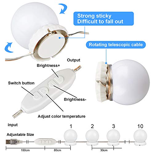 Luces de Espejo Maquillaje, mixigoo Luz de Tocador Luces de Maquillaje LED de Estilo Hollywood Luz de Maquillaje con 10 Bombillas Regulables 3 Modos de Color LáMpara de Espejo CosméTico de Tocador Luces de Espejo Maquillaje, mixigoo Luz de Tocador Luces de Maquillaje LED de Estilo Hollywood Luz de Maquillaje con 10 Bombillas Regulables 3 Modos de Color LáMpara de Espejo CosméTico de Tocador