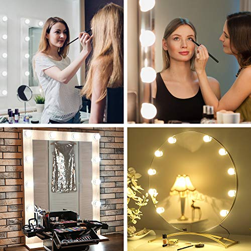 Luces de Espejo Maquillaje, mixigoo Luz de Tocador Luces de Maquillaje LED de Estilo Hollywood Luz de Maquillaje con 10 Bombillas Regulables 3 Modos de Color LáMpara de Espejo CosméTico de Tocador