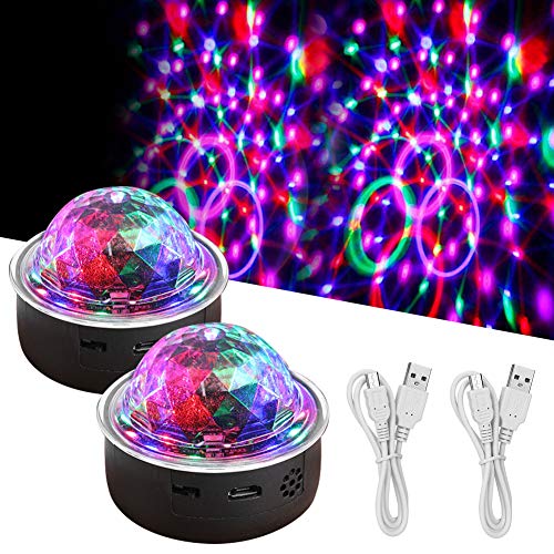 Luces Discoteca Bola, 2pcs Bola LED de Discoteca USB Recargable, Portátil Disco Luz Con 15LED RGB, Cable de datos USB, Lámpara Decorada para Cumpleaños, Discoteca, Fiesta, Bar, Navidad, Coche, Bodas