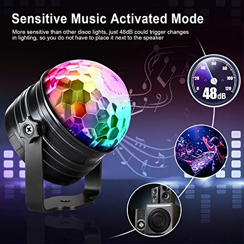 Luces Discoteca, OMERIL Bola de Discoteca con Ritmo de Sonido, Control Remoto, 7 Colores RGB y Función de Temporizador, Luz Discoteca Giratoria para Fiesta, Casa, Navidad, Cumpleaños, Bodas, Niños Luces Discoteca, OMERIL Bola de Discoteca con Ritmo de Sonido, Control Remoto, 7 Colores RGB y Función de Temporizador, Luz Discoteca Giratoria para Fiesta, Casa, Navidad, Cumpleaños, Bodas, Niños