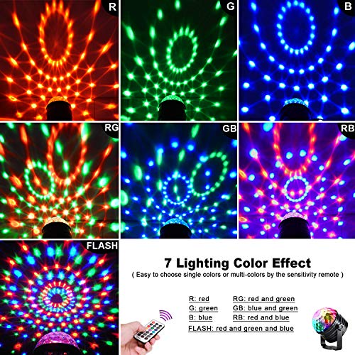 Luces Discoteca, OMERIL Bola de Discoteca con Ritmo de Sonido, Control Remoto, 7 Colores RGB y Función de Temporizador, Luz Discoteca Giratoria para Fiesta, Casa, Navidad, Cumpleaños, Bodas, Niños