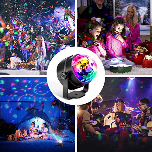 Luces Discoteca OMERIL Bola Discoteca con 4M Cable USB, LED Giratoria Luz de Fiesta con Sonido Activado, Control Remoto y 7 Colores RGB, Ideal para Cumpleaños, Discoteca, Fiesta, Bar, Navidad, Bodas