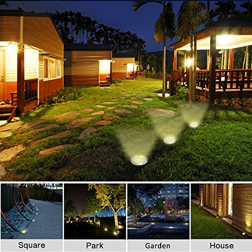 Luces Solar de Tierra Luz 8 LED, WZTO 400LM Luces Solares Jardin Impermeable Lámpara en el Exterior, Patio, Entrada de Garaje, Césped, Decoración de Camin