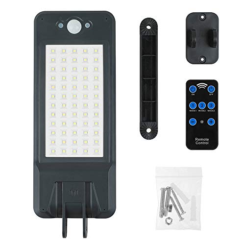 Luces solares LED para exteriores impermeables IP65 con control remoto, luces de seguridad con 60 LED, luz de pared con sensor de movimiento infrarrojo