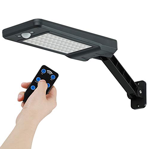 Luces solares LED para exteriores impermeables IP65 con control remoto, luces de seguridad con 60 LED, luz de pared con sensor de movimiento infrarrojo Luces solares LED para exteriores impermeables IP65 con control remoto, luces de seguridad con 60 LED, luz de pared con sensor de movimiento infrarrojo