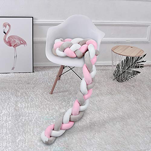 Luchild Trenza Protector de Cuna, 200cm Parachoques, Protector Cuna Chichonera para Proteger Bebe y Decorar la Cuna