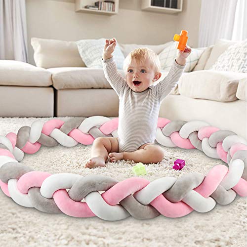 Luchild Trenza Protector de Cuna, 200cm Parachoques, Protector Cuna Chichonera para Proteger Bebe y Decorar la Cuna Luchild Trenza Protector de Cuna, 200cm Parachoques, Protector Cuna Chichonera para Proteger Bebe y Decorar la Cuna