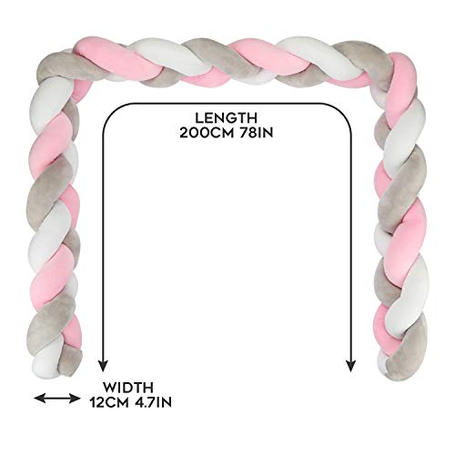 Luchild Trenza Protector de Cuna, 200cm Parachoques, Protector Cuna Chichonera para Proteger Bebe y Decorar la Cuna Luchild Trenza Protector de Cuna, 200cm Parachoques, Protector Cuna Chichonera para Proteger Bebe y Decorar la Cuna