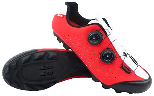 LUCK Zapatilla de Ciclismo MTB Eros con Doble Cierre rotativo de Alta precisión. (45 EU, Rojo)