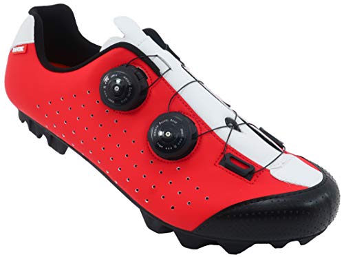 LUCK Zapatilla de Ciclismo MTB Eros con Doble Cierre rotativo de Alta precisión. (45 EU, Rojo)