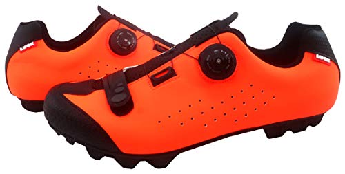 LUCK Zapatilla de Ciclismo MTB ÍCARO con Suela de Carbono y Sistema rotativo de precisión acompañada de un Velcro. (42 EU, Naranja)