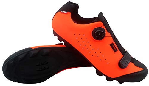 LUCK Zapatilla de Ciclismo MTB ÍCARO con Suela de Carbono y Sistema rotativo de precisión acompañada de un Velcro. (43 EU, Naranja)