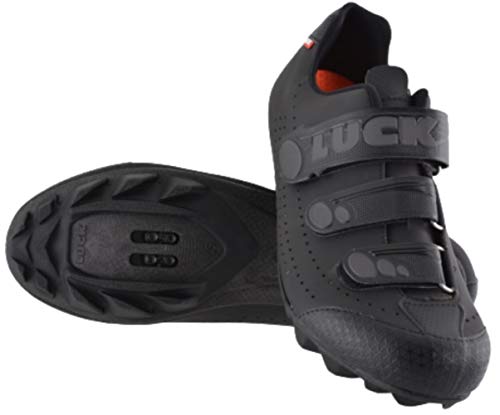 LUCK Zapatillas de Ciclismo Matrix Revolution MTB, con una estupenda Suela de Carbono Muy Ligera y rígida y Triple Velcro para un Ajuste (41 EU, Negro)