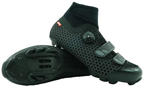 LUCK Zapatillas de Ciclismo para Invierno Winter MTB, con Suela de Carbono SHD, y Sistema rotativo de precisión acompañada de 2 velcros. (42 EU)