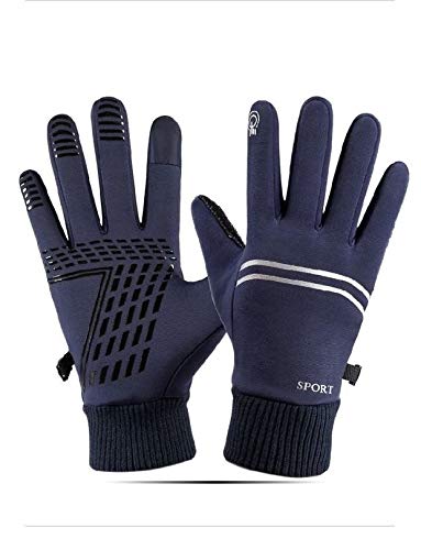 LUCKYBOY Guantes de invierno para hombre y mujer con pantalla táctil, guantes para correr, para clima frío, guantes cálidos, para conducir, ciclismo, mensajes de texto, entrenamiento (azul-2, M-XL)