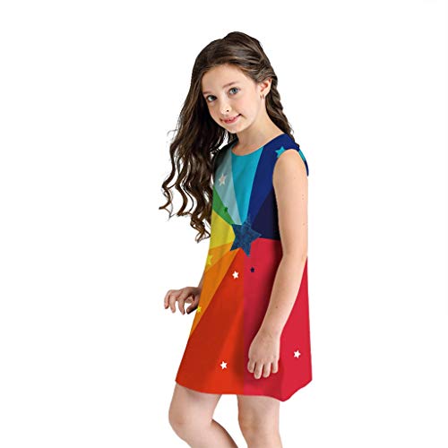 Luckycat Bebé Niñas Vestidos, Vestido Casual de Manga Larga con Estampado Animal de Dinosaurio Impresion Animal 3D Lindo para 7-10 años