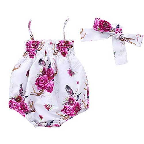 Luckycat Bebe Peleles Patrón de Floral Monos para Recien Nacido Niña Niño 0-18 Meses Ropa Verano Ropa Bebe Niña Verano Recién Nacido Bebé Mono con Horquilla