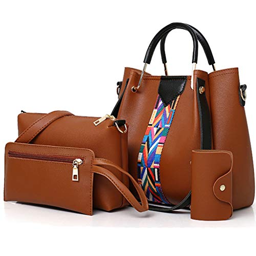 Luckycat Bolsos bandolera para Mujer 2019 Primavera y Verano Moda mano Carteras de mano y clutches monedero Shoppers y bolsos de hombro Cuero de la PU Señora de Juego de cuatro piezas