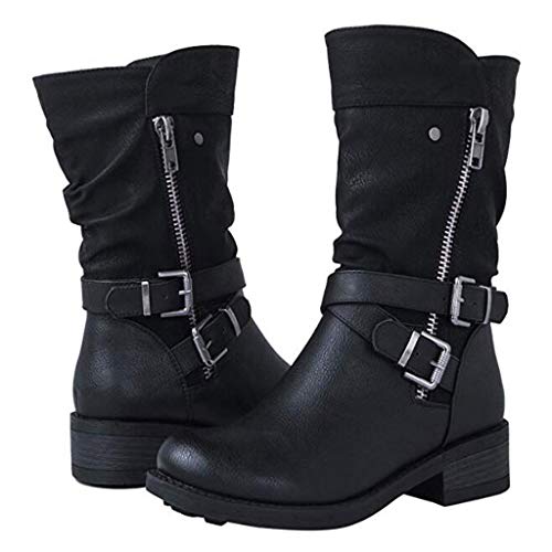 Luckycat Botas de Nieve para Mujer Zapatos Mujer Deportivos Running Botas De Combate Militares De La Hebilla Punky Retro del Estilo del Vintage Gótico De Steampunk De Las Mujeres